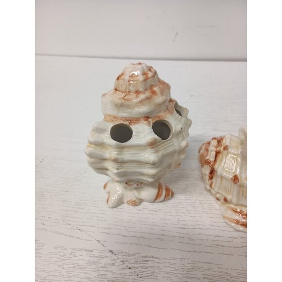 Vintage Ceramic Sea Shell Bathroom Vanity Soap Lotion & Toothbrush Holder Set - Picture 4 of 8